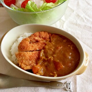 印度カレールウで♪ポークカレーのチキンカツカレー♡